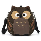 Cute Brown Anime Owl Kawaii Crossbody Bag  Casual Cotton Owl-themed Shoulder Purse